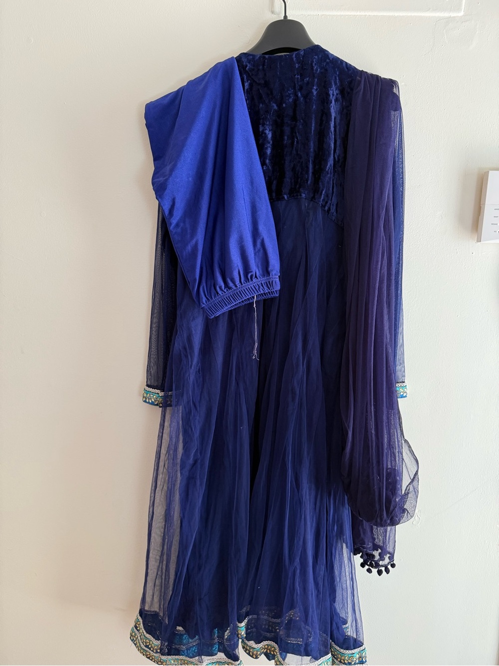 Women’s Elegant Royal Blue Anarkali with Embellished Trim - Picture 6 of 7
